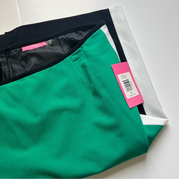 Isaac Mizrahi Green Black and White Pencil Skirt Size16 NWT Retro Preppy Formal - Picture 5 of 8